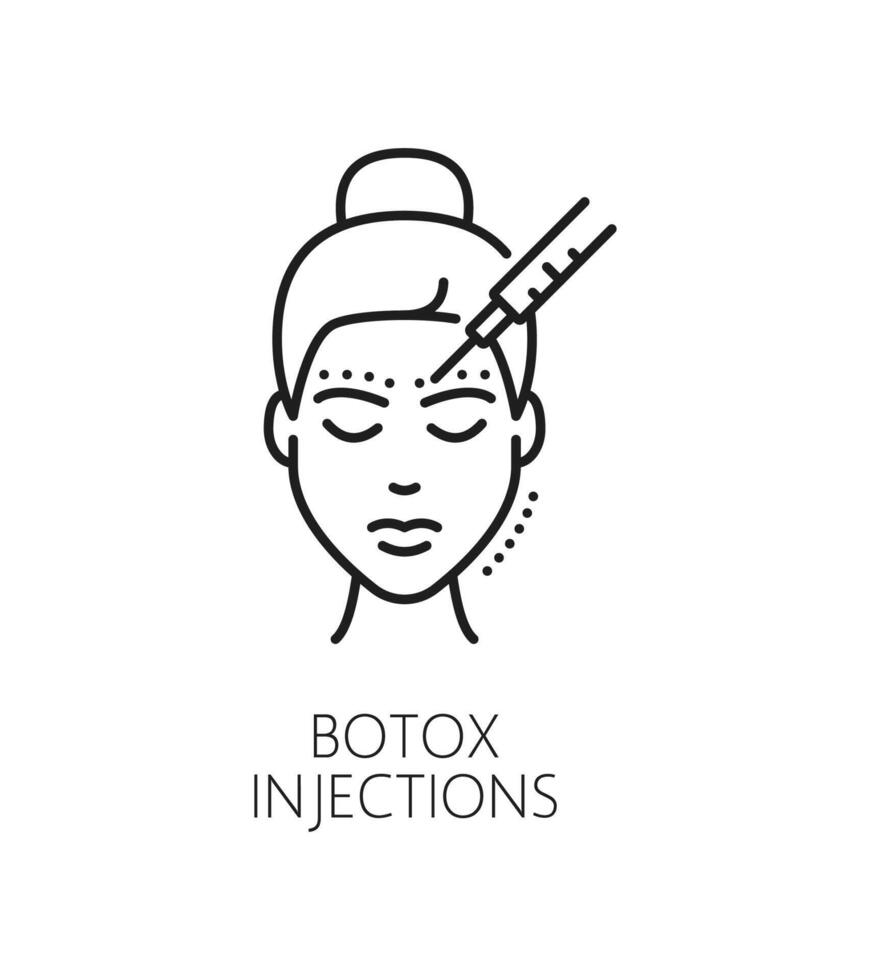 botox inyección cosmetología lineal icono vector