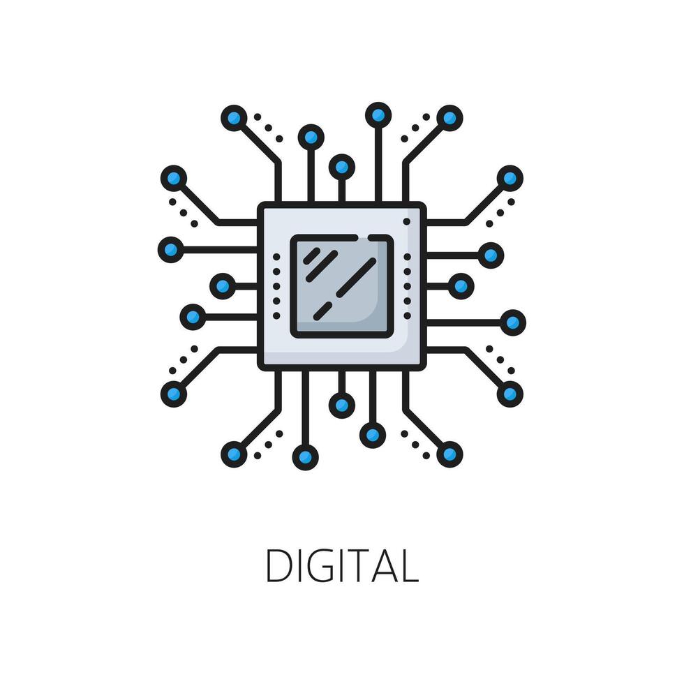 Artificial intelligence machine learning line icon vector