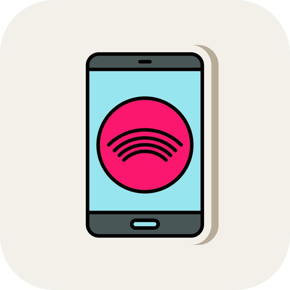 Smartphone Line Filled White Shadow Icon vector