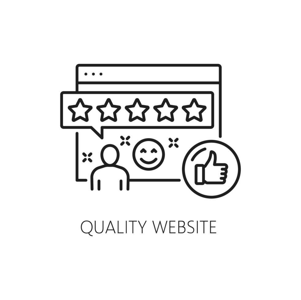 Quality website SEM, search engine marketing icon vector