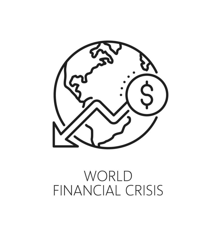 Global economic crisis and downturn line icon vector