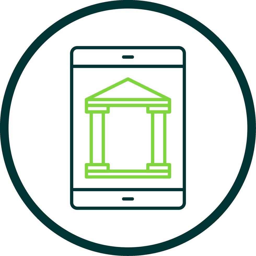 Mobile Banking Line Circle Icon vector