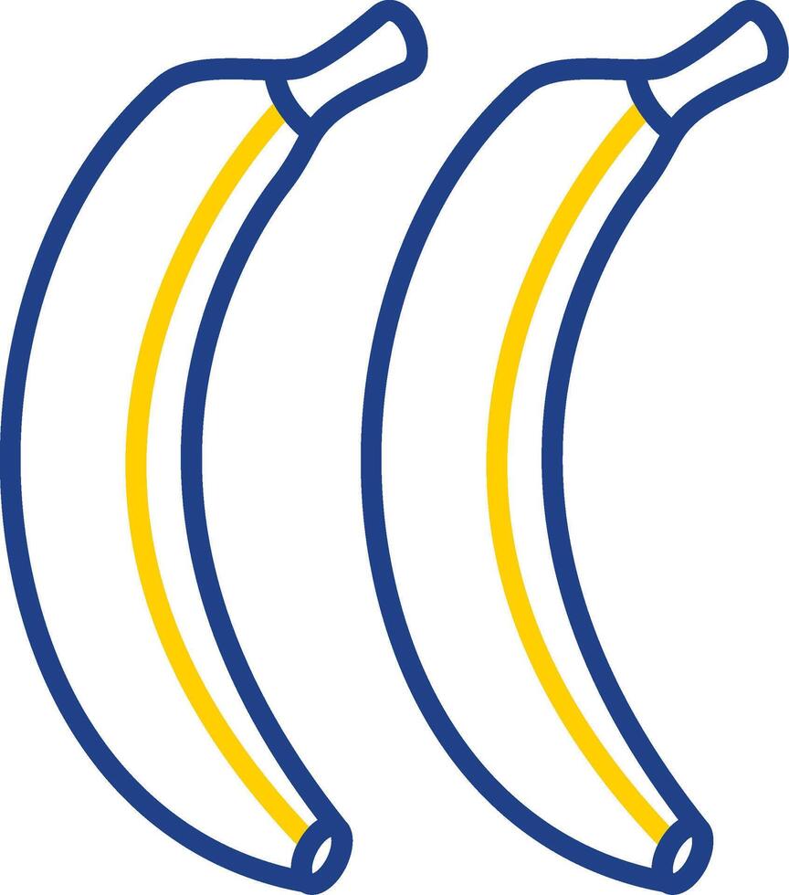 bananas línea dos color icono vector