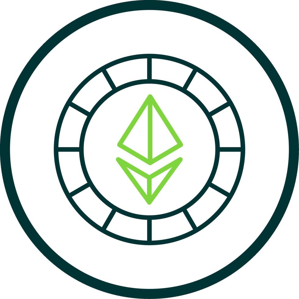 Ethereum Coins Line Circle Icon vector
