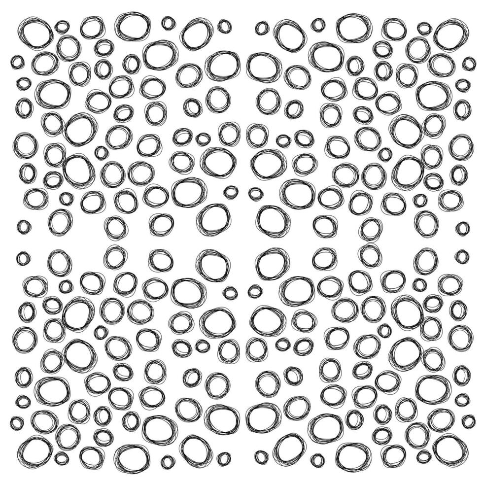 White background decorated with a pattern of circles drawn in doodle style vector