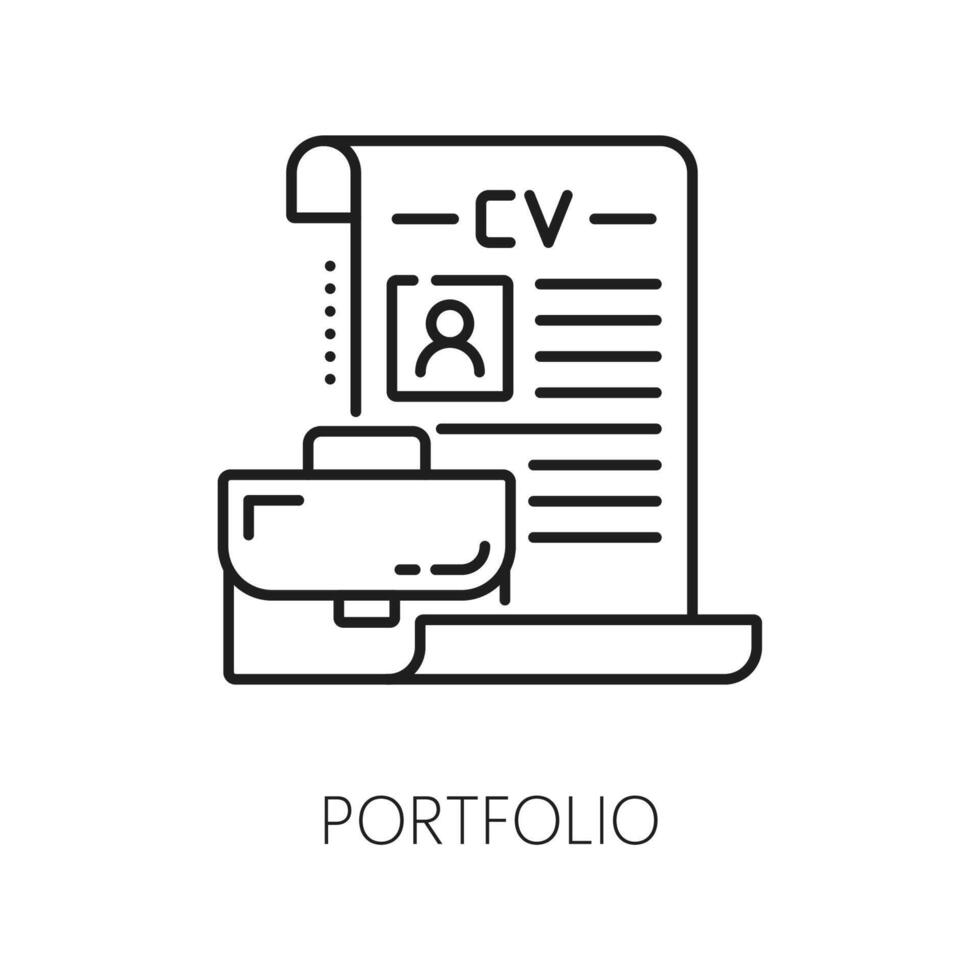 portafolio CV currículum icono, trabajo buscar, reclutamiento vector