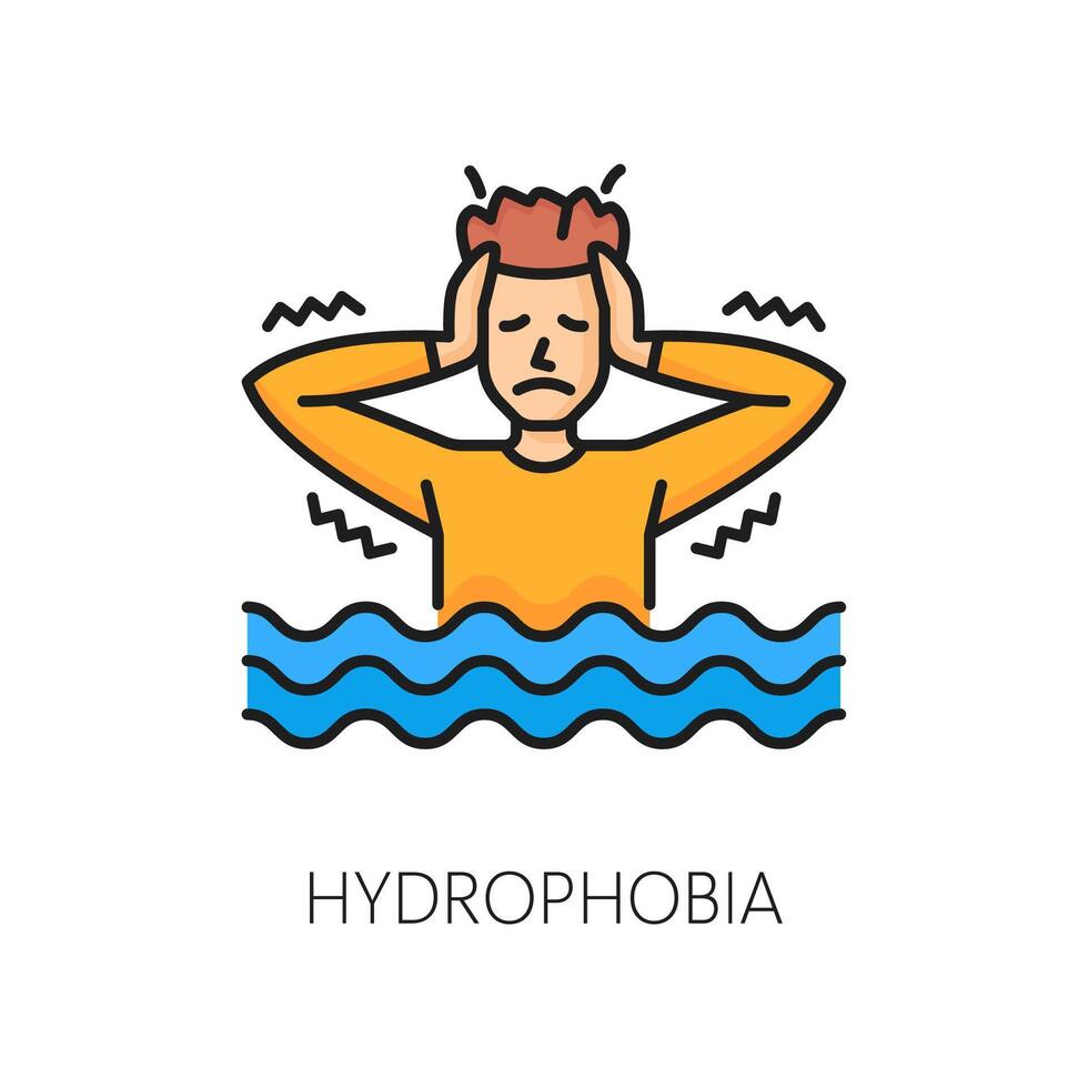 Phobia, psychology problem, hydrophobia line icon vector