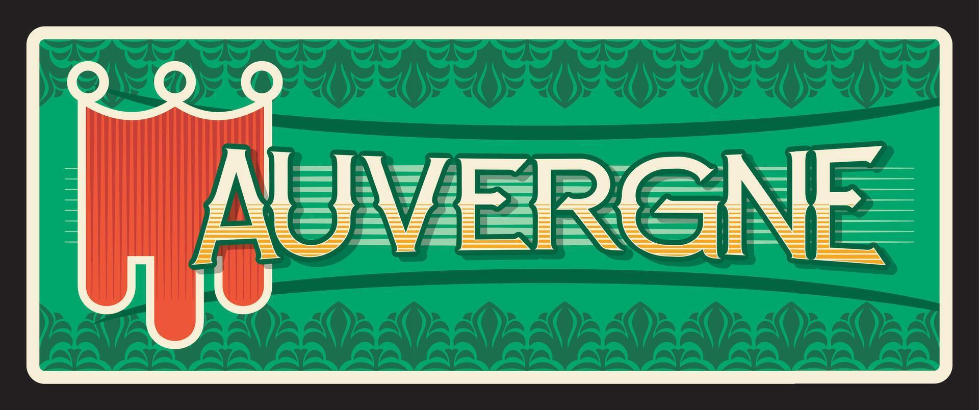 auvernia francés región, antiguo viaje plato vector