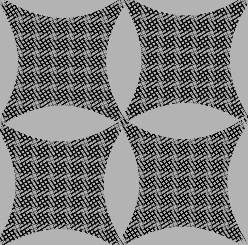 Abstract monochrome geometric pattern in the form of squares and ovals on a gray background vector