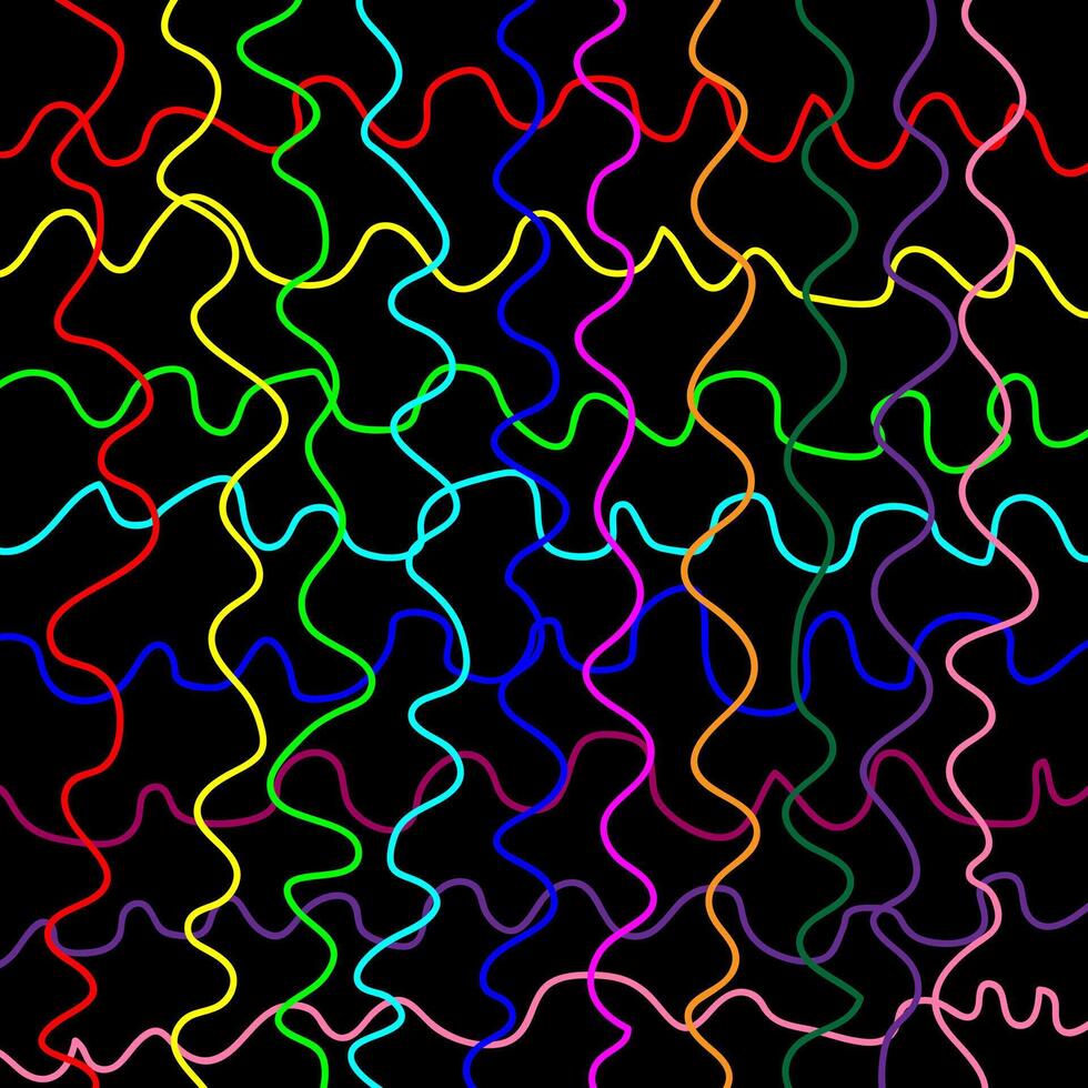 abstract pattern in the form of multi-colored threads and lines on a black background vector