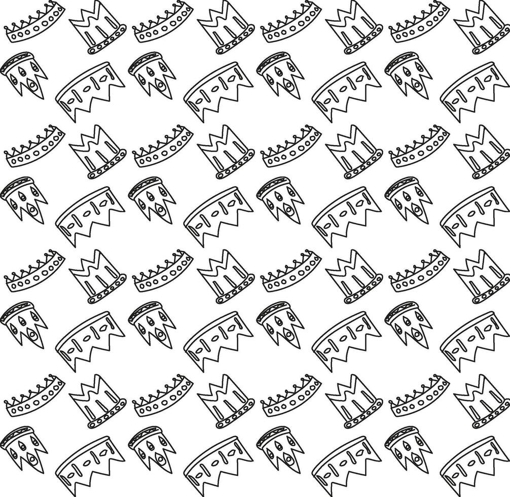 Seamless pattern in the form of a crown drawn in doodle style vector