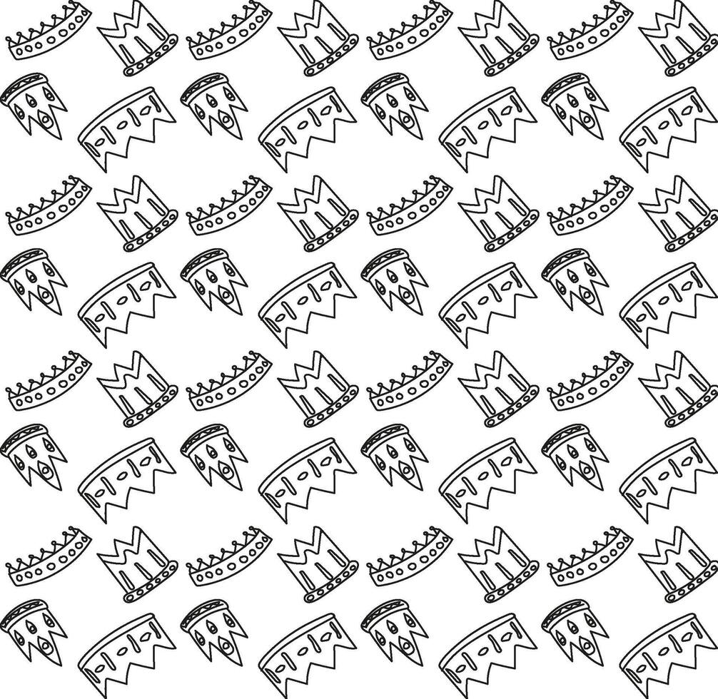 Seamless pattern in the form of a crown drawn in doodle style vector