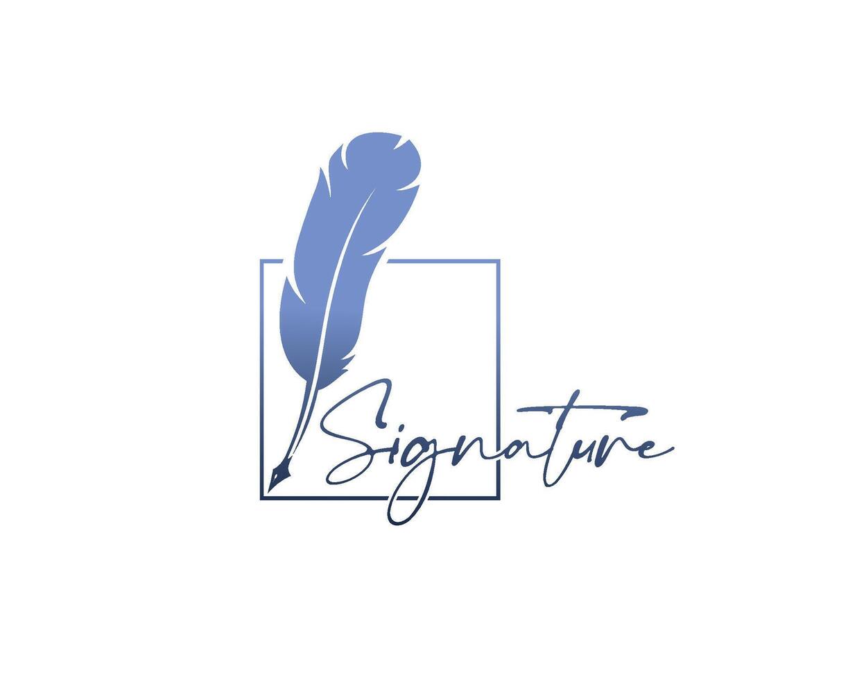 Feather pen, quill icon, writer signature symbol vector