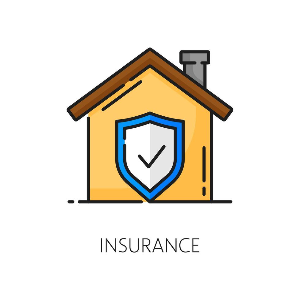 House or apartment insurance, real estate icon vector