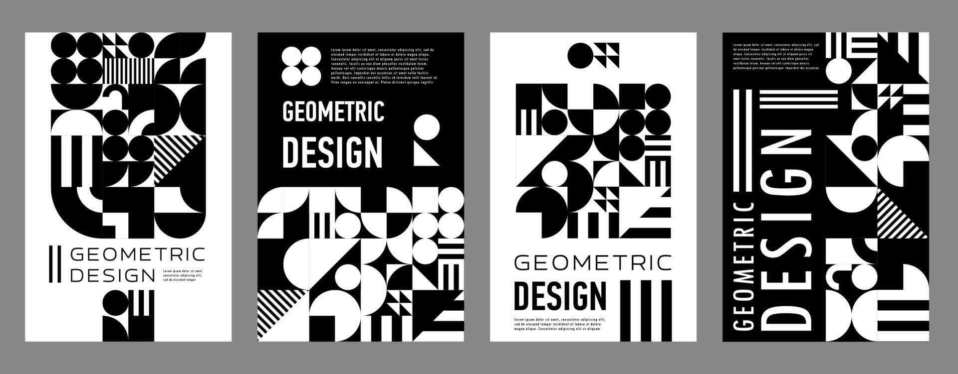 Abstract monochrome modern geometric style poster vector