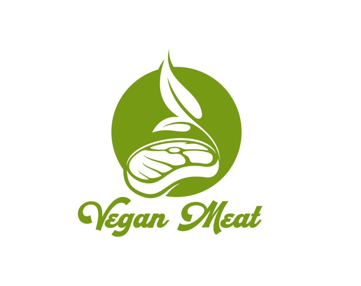 Vegan meat icon of vegetable steak and plant leaf vector