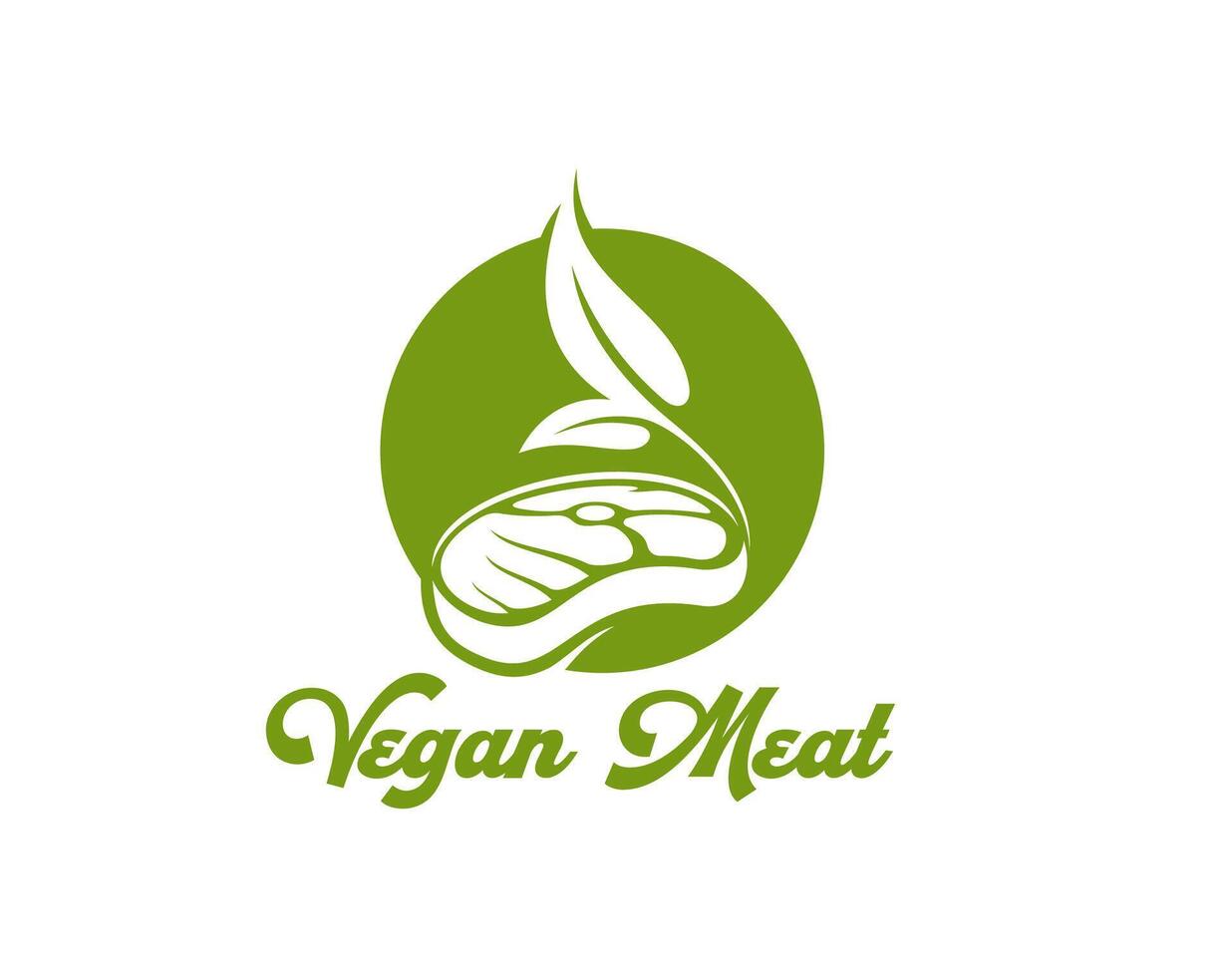 vegano carne icono de vegetal filete y planta hoja vector