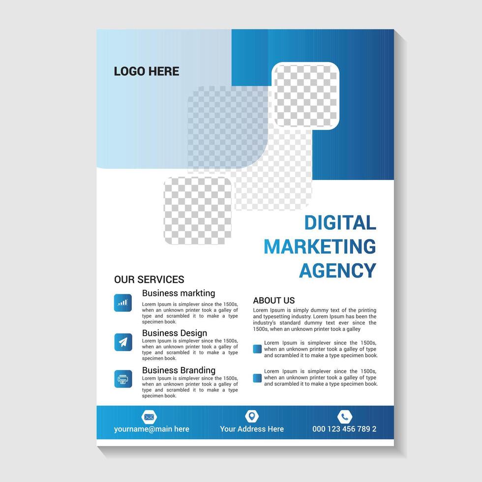 modern digital marketing agency flyer template vector