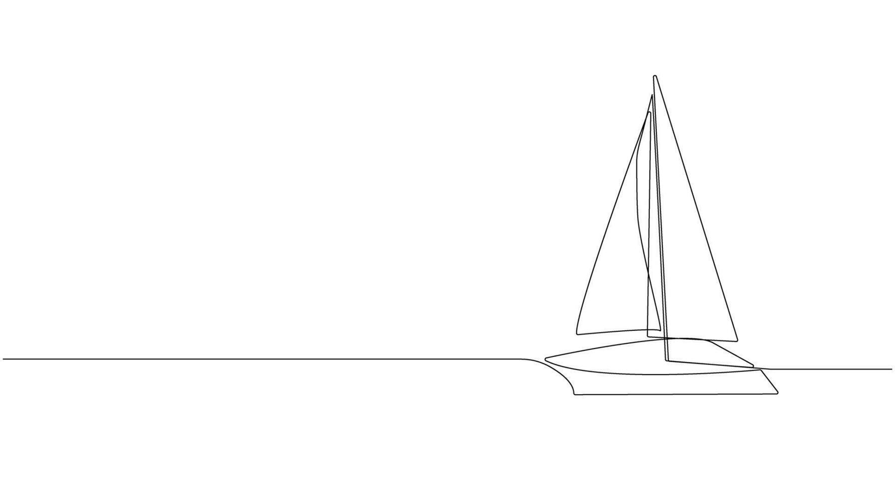 Sailboat, boat, tray. Hand drawing in one line style. Rest on the water. vector