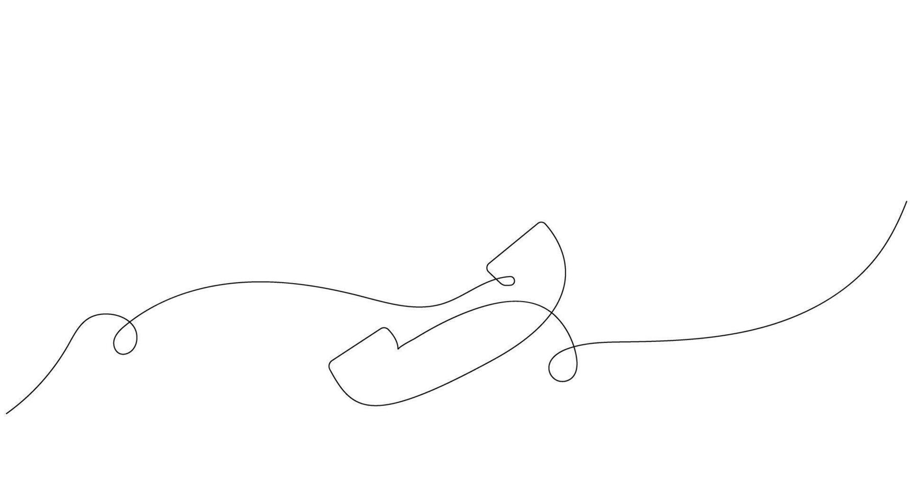 Telephone handset, telephone. Hand drawing, one line. Continuous line drawing. Black isolated on white background. vector