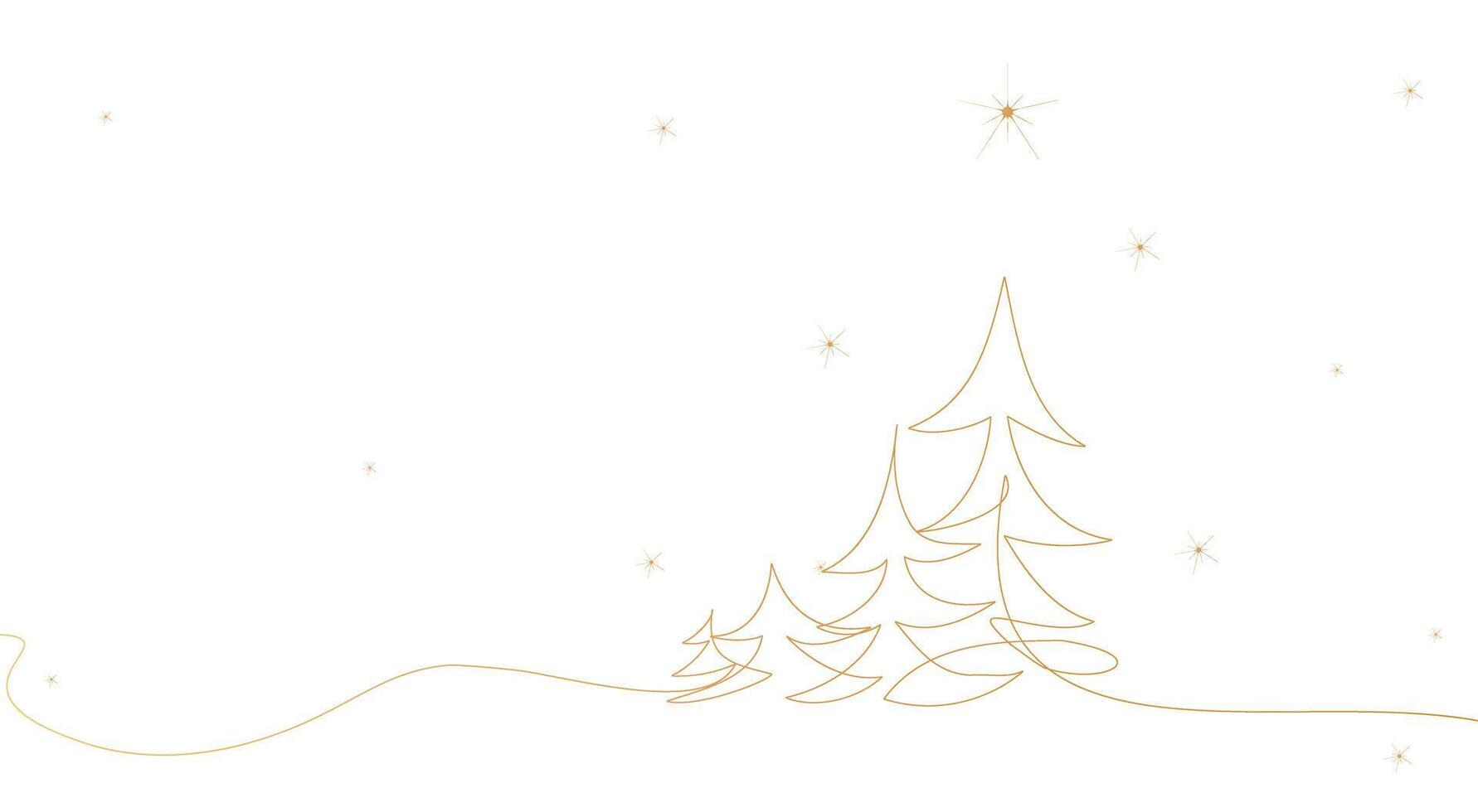 el Navidad árbol es decorado con estrellas y copos de nieve. mano dibujo en el estilo de uno continuo línea. para impresión fondo, fiesta decoración. vector