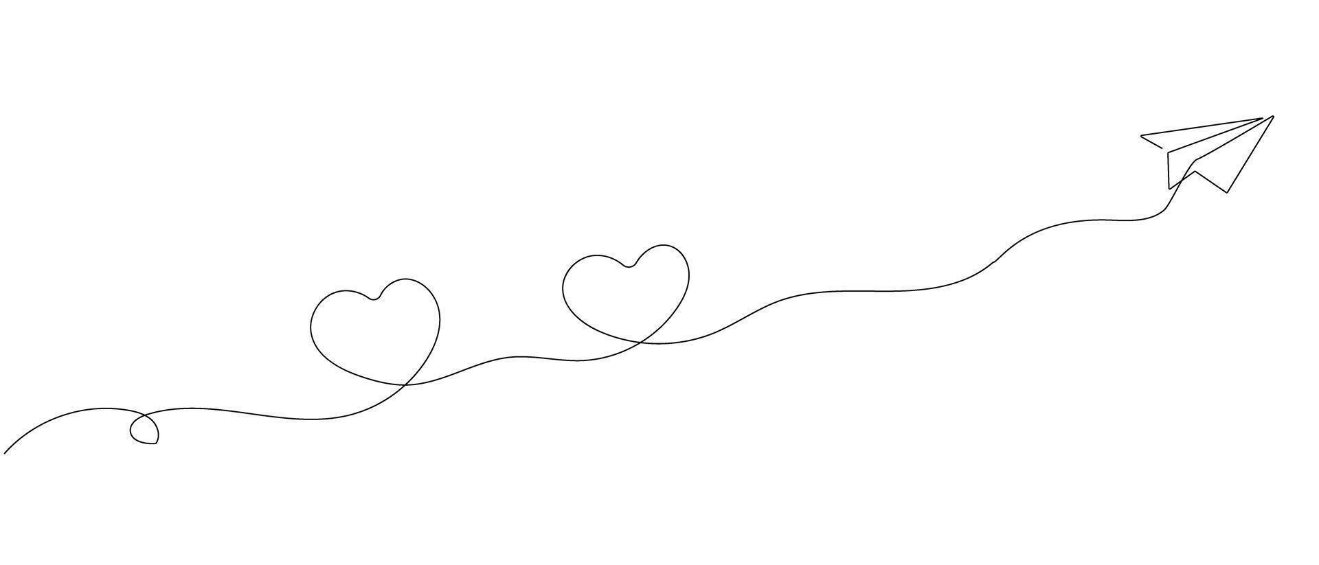 Heart in line art style, One continuous drawing Thin flourish border and romantic symbol of love in simple linear style.Valentine's Day. Can be used for background, postcard vector