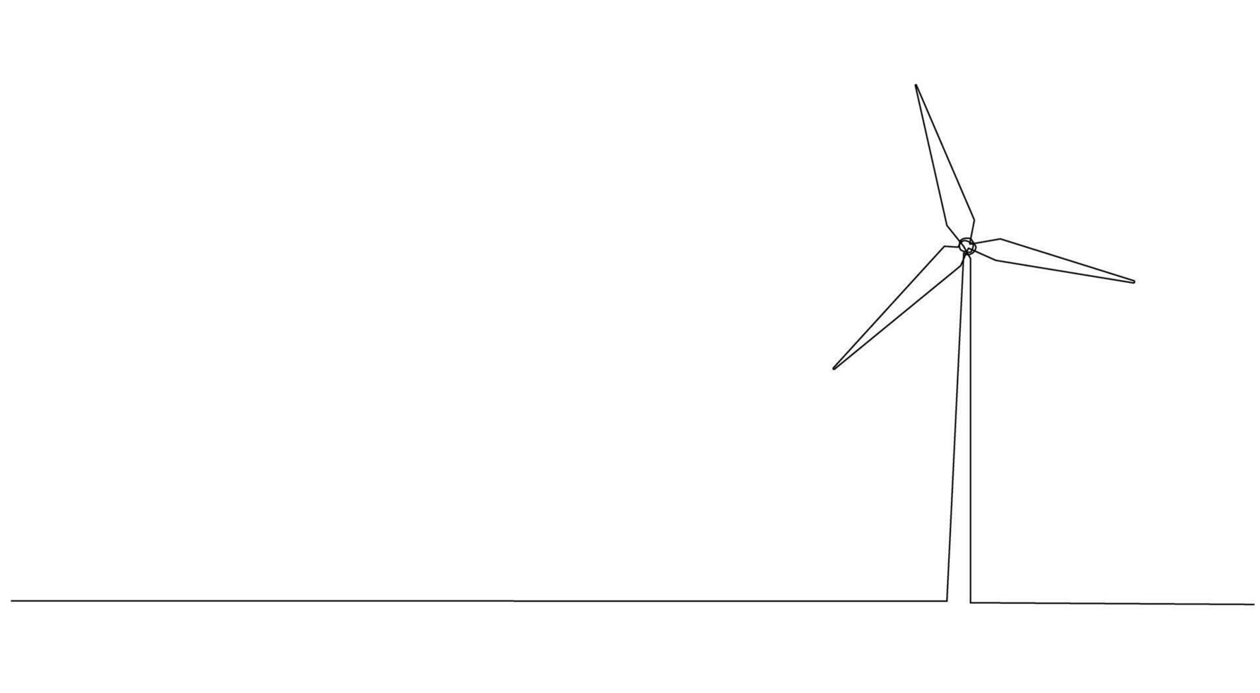 Eco-energy, energy from windmills, wind power plant. Building up ecological energy, increasing environmental friendliness concept in simple linear style of one line. vector