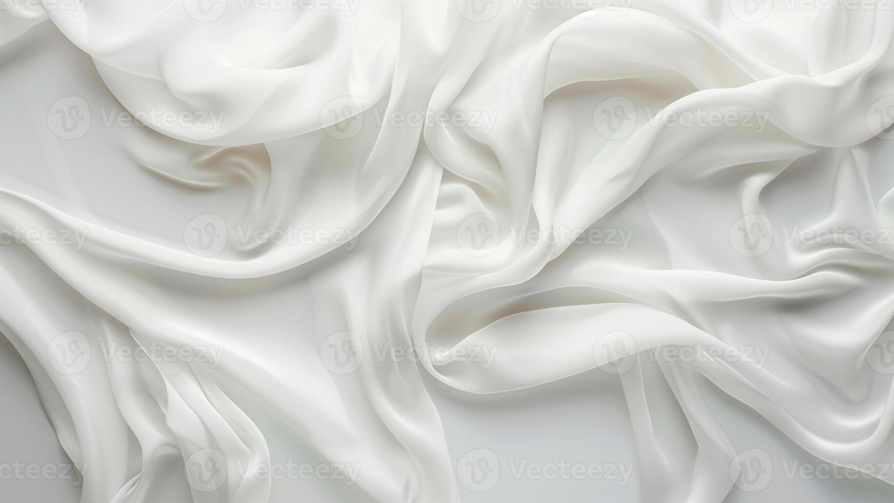 Closeup of rippled white silk fabric lines. 3d render illustration photo