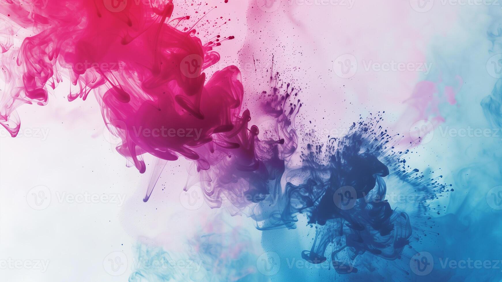 Pink and blue ink in water. Abstract background for your design. photo