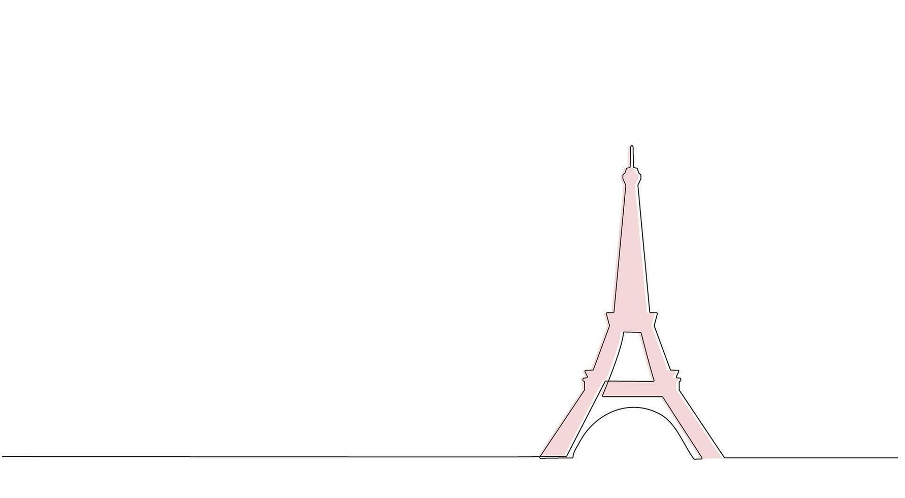 The Eiffel Tower in Paris. One continuous line. Hand drawing. French landmarks and city architecture in a simple linear style. You can edit the strokes. vector