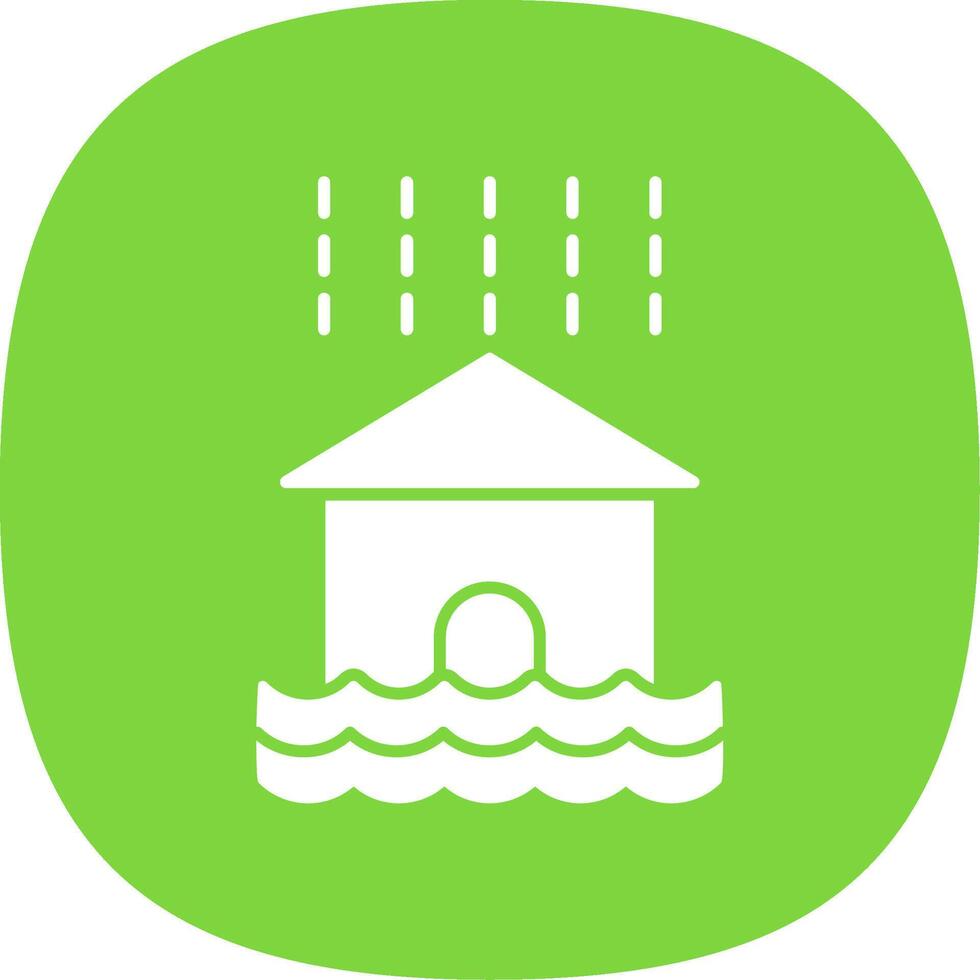 Flood Glyph Curve Icon vector