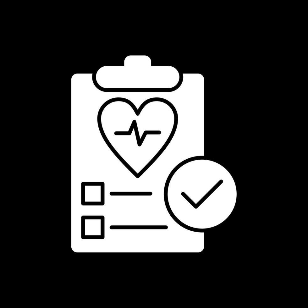 Health Check Glyph Inverted Icon vector