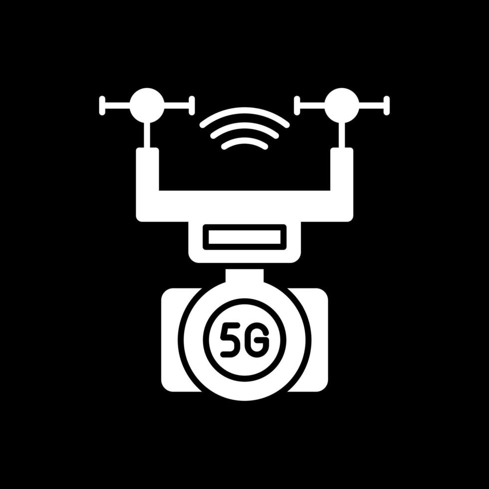 Smart Drone Glyph Inverted Icon vector