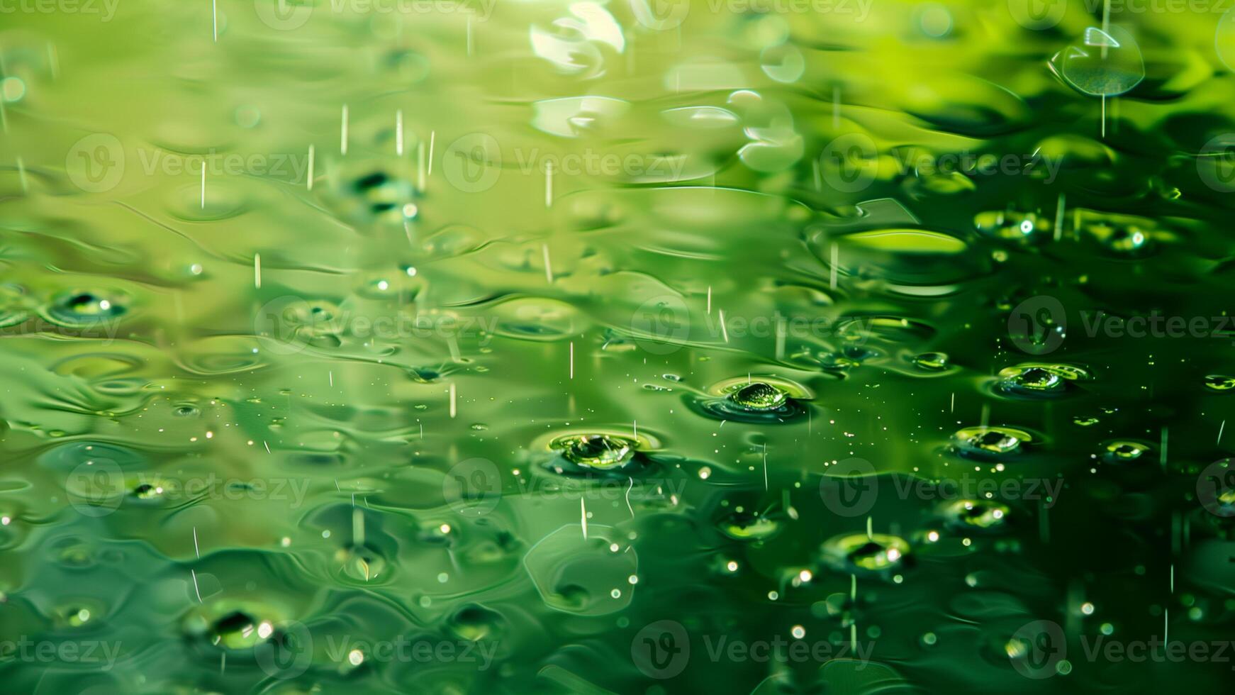 agua gotas en un verde antecedentes. superficial profundidad de campo. foto