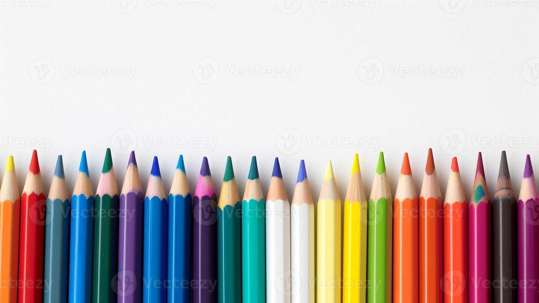 Colored pencils isolated on white background. Back to school. photo