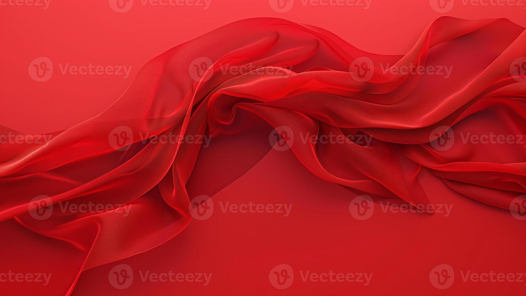 Abstract background of red wavy silk or satin. 3d rendering image. photo