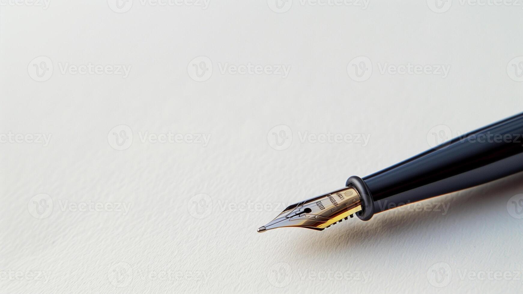 Fountain pen isolated on white background. Close-up of fountain pen. photo