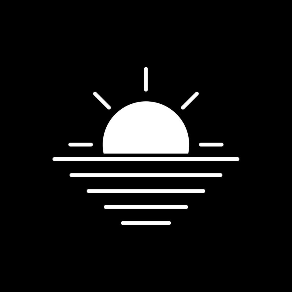 Sunset Glyph Inverted Icon vector