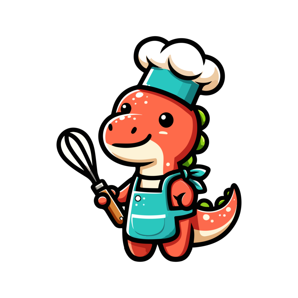 cute icon character dinosaur chef png