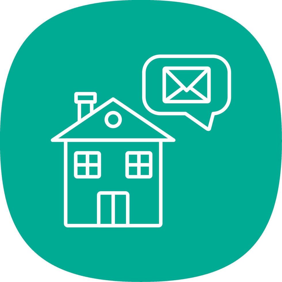 Home Message Line Curve Icon vector