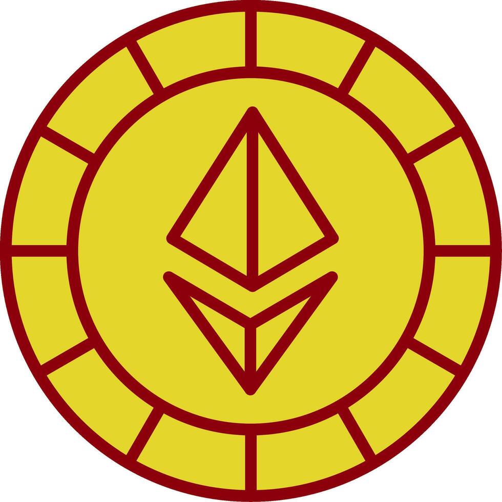 ethereum monedas línea dos color icono vector