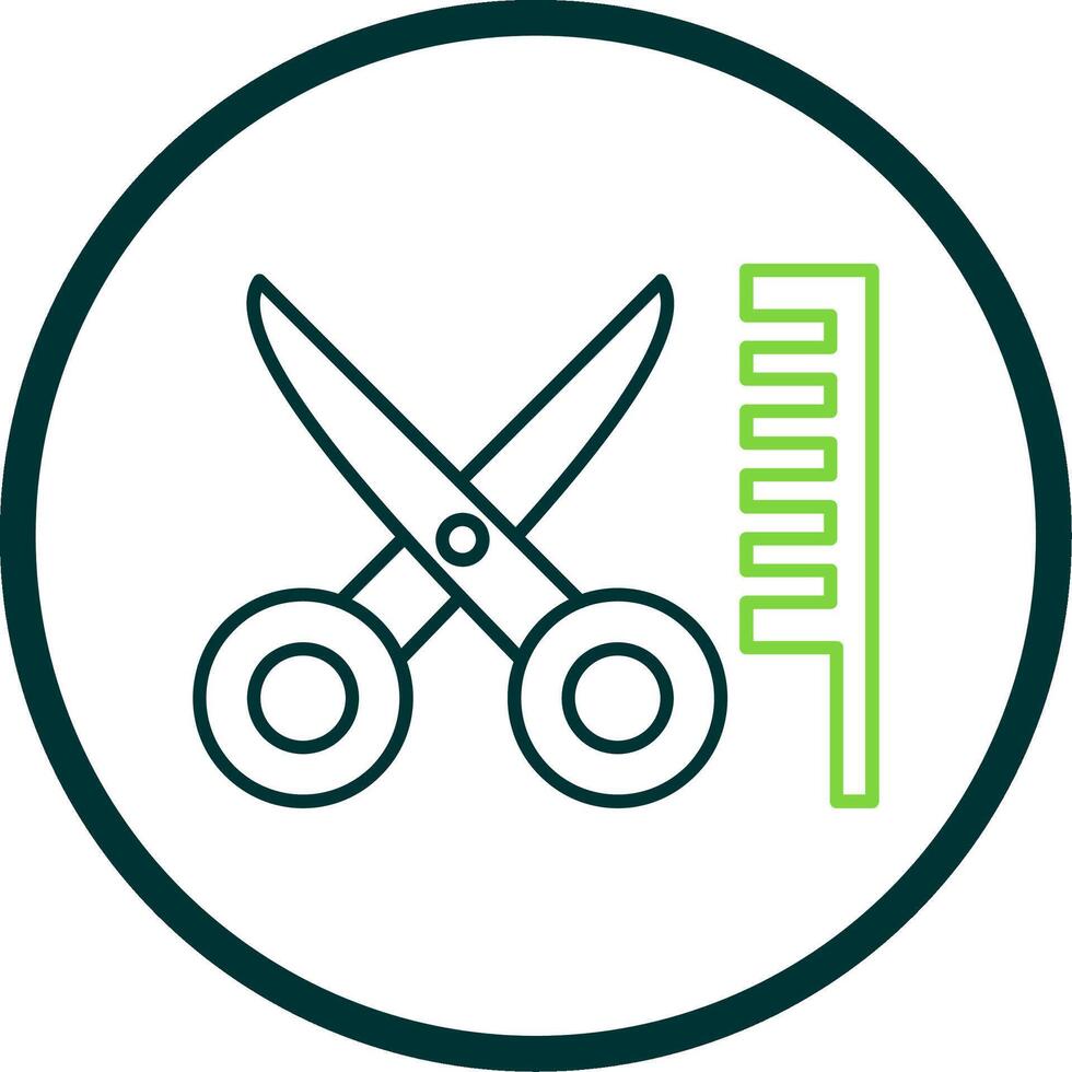 Hair Cut Line Circle Icon vector