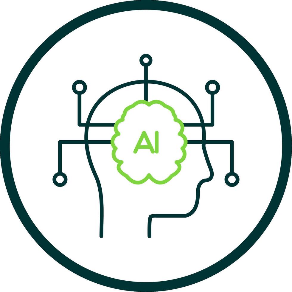 artificial inteligencia línea circulo icono vector