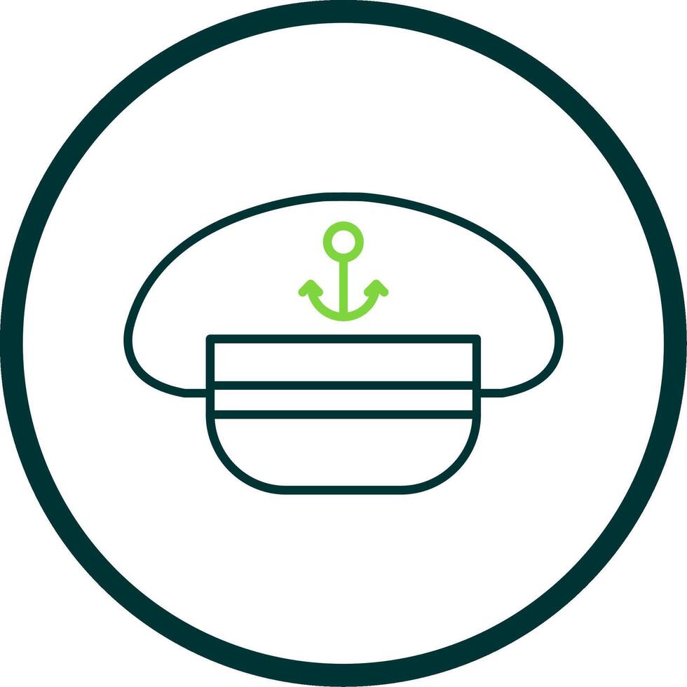 Captain Hat Line Circle Icon vector