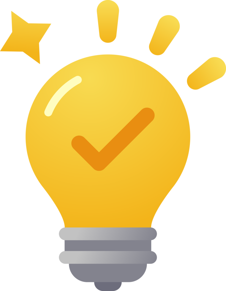 Light bulb Tick check mark icon illustration png