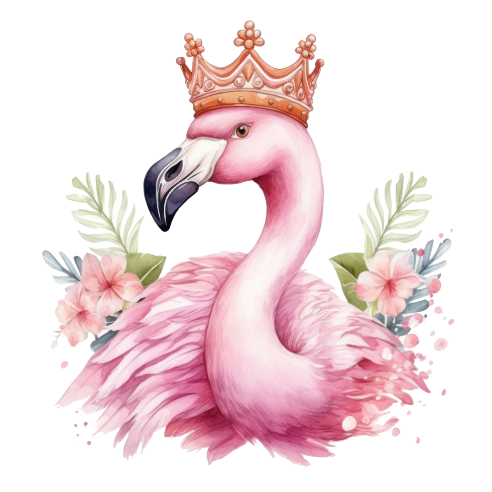 Royal Flamingo in Crown png