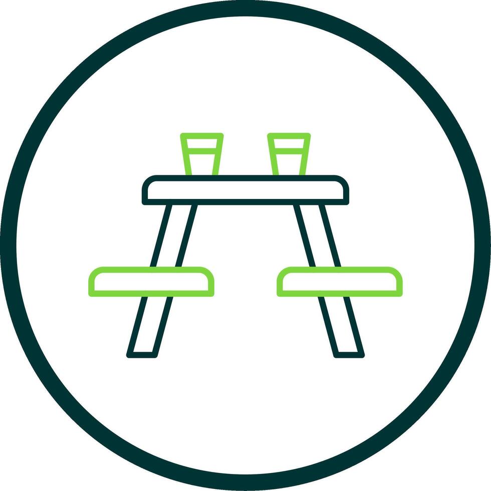 Picnic Table Line Circle Icon vector