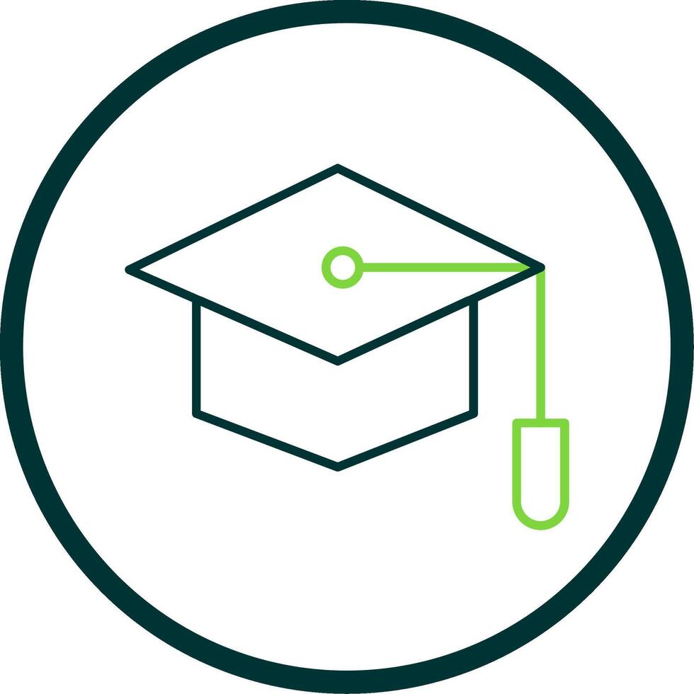 Graduate Hat Line Circle Icon vector