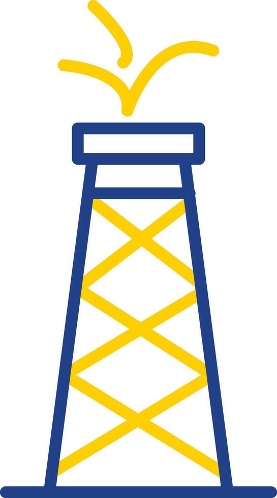 icono de dos colores de la línea de la torre de petróleo vector