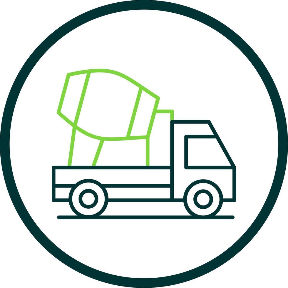 Concrete Mixer Line Circle Icon vector